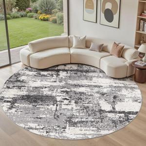 Area Rugs for Living Room: 10x10 Abstract Washable Rug Modern Neutral Large Soft Stain Resistant Non-Slip Backing Machine Table for Bedroom Dining Room Indoor Home Office Carpet - Black Grey