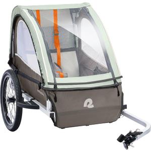 Retrospec Rover Plus Bike Trailer for Kids - Foldable Single/Double Passenger Design with 5-Point Safety Harness, Weather-Resistant Fabric & Safety Flag - 40-80 lbs, Mint Legacy 16", 1 Passenger