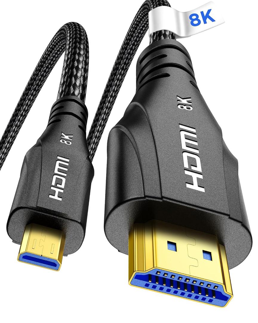 8K Micro HDMI to HDMI Cable 10FT, 8K@60hz, 4K@120hz, Micro HDMI Ultra High Speed Support HDR eARC Dolby Compatible with GoPro Hero 7 6 5 4,Raspberry Pi 4,Sony Camera,Nikon