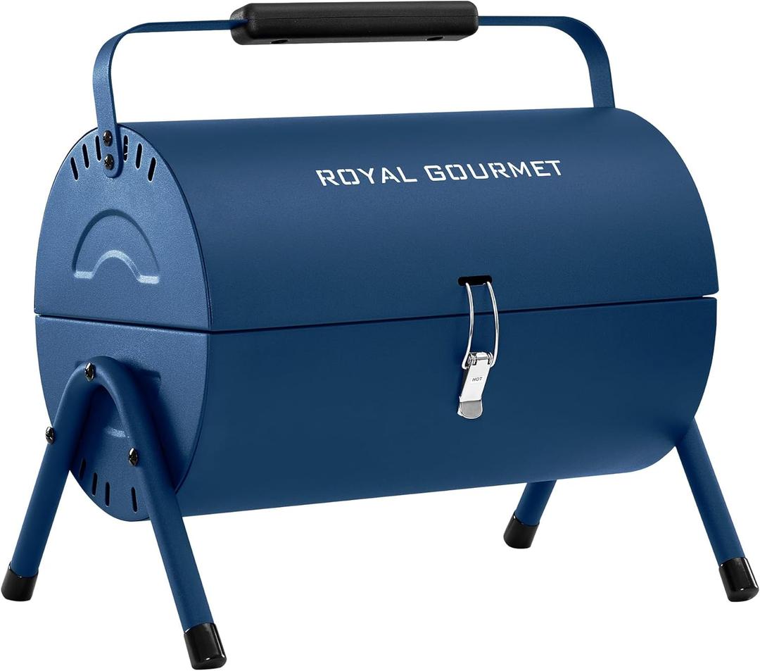 Royal Gourmet CC1015B Portable Charcoal Grill, 147 Sq. In. Cooking Area, with Four Air Vents, Lid Latch Buckle, Lid Handle, for Outdoor Backyard, Patio Parties and Picnics, Blue