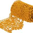 MECCANIXITY 4 Inch Wide 3 Yard Lace Ribbon Floral Pattern Golden Lace Trim Ribbon for Sewing Making DIY Crafts Gift Wrapping Wedding Decor