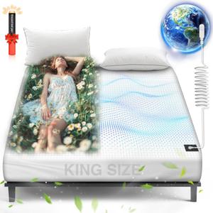 AsmrCap Organic Cotton+Silver Fiber Grounding Sheets, King Size, Bed Grounding Kit with Cord [76"x 80"x 13" White-King]