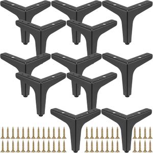 12 PCS 5 Inches Height Triangle Furniture Feet Chrome Polished, Triangle Cabinet Feet, Triangle Furniture Leg for Chair Table Cabinet Cupboard Sofa Couch Ottoman, Black