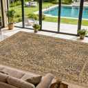 Area Rug for Living Room, 10x12 Large Washable Rugs for Dining Room, Bedroom, Non Slip Stain Resistant Carpet, Low Pile Vintage Floral Rug (Goldenrod)