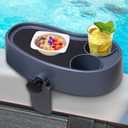 Adjustable Hot Tub Tray with 2 Cup Holders, Stable, Heavy-Duty, Nonslip Drink Holder for Aboveground Bathtub, Spa with Wall Thickness Of 2'' to 7.5''