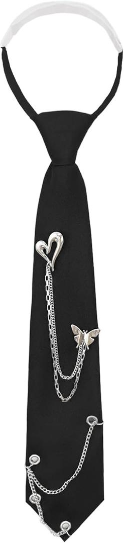 Clip on Neck Ties for Women Girls, Adjustable Pre-tied Womens Tie Solid Color Ladies Neckties for Party Prom School