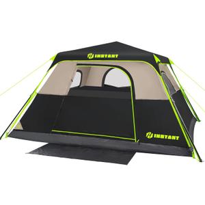 4/6/8 Person Instant Tent, Waterproof Pop Up Tents for Camping with Rainfly, 60 Seconds Easy Setup, Automatic Cabin Tent for Family Camping with Expandable Carry Bag & Upgraded Ventilation (Black)