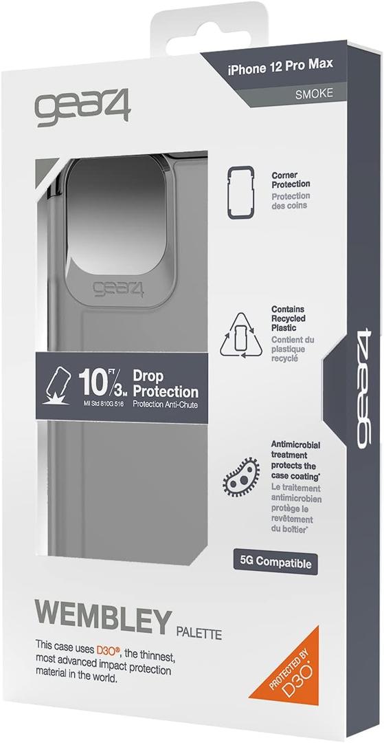 Gear4 ZAGG Wembley Palette Compatible with iPhone 12 Pro Max - Advanced Impact Protection, Integrated D3O Technology, Protective Phone Cover, Smoke (702006060)