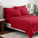 Bare Home Hotel Luxury Twin XL Sheet Set, Extra Soft - 4 Piece Set - Deep Pockets - Easy Fit - Cooling & Breathable - Wrinkle, Fade, Stain Resistant - Includes 2 Pillowcases (Twin XL, Red)