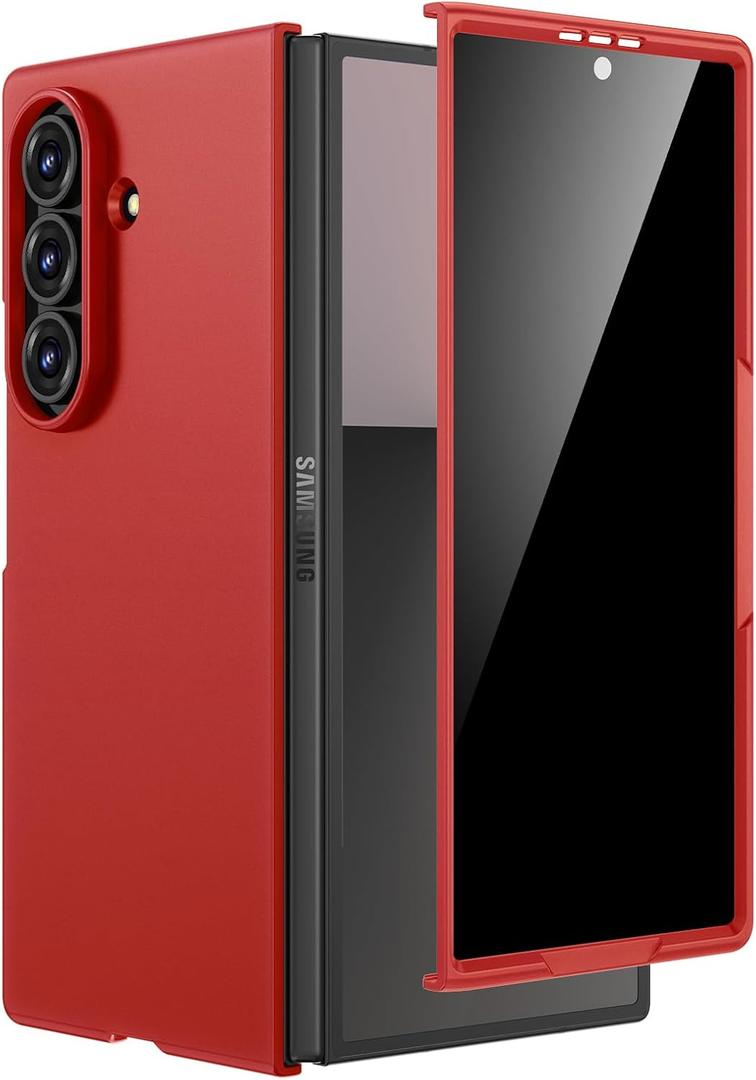 Maxdara for Z Fold 7 Case, [Built in Privacy Screen Protector] [Slim Fit] Shockproof Hard PC Protective Phone Cover for Samsung Galaxy Z Fold 7 5G (Red)