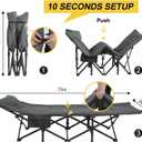 ATORPOK Camping Cot for Adults with Cushion and Pillow, Portable Folding Bed for Sleeping, Lightweight Tent cot with Carry Bag Supports 450 lbs (Grey)