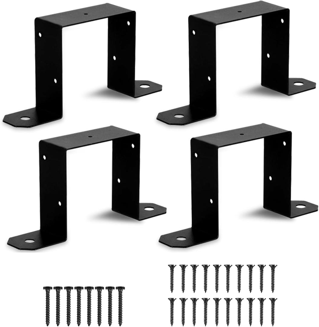 4 Pcs 4" x 4" Strap Post Ties, Heavy Duty Brackets for 4x4 Wood Posts - Ideal for Deck, Fence, Gazebo Construction