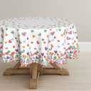 Horaldaily Valentine Tablecloth 60×60 Inch Round, Chromatic Watercolor Love Hearts Washable Table Cover for Party Picnic Dinner Decor