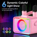 Karaoke Machine,Portable Bluetooth Speaker with 2 Wireless Microphone for Adults & Kids with LED Lights, Karaoke Microphone with PA System Supports USB/TF/AUX,Gift for Party (Pink)