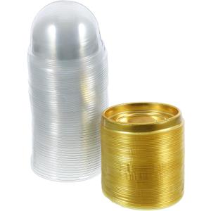 KALLORY 50Pcs Mini Cake Packaging Boxes with Lids, Round Moon Cake Dessert Containers with Gold Base Tray, Small Cupcake Muffin Pastry Holders for Party Favor and Bakery Use