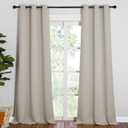 NICETOWN Room Darkening Curtain Panels 90 inches Long, Privacy Draperies for Living Room (Natural, 42 inches Width, 1 Pair)