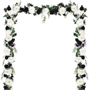 DearHouse 2Pcs Artificial Peony Flower Garland - Silk Peony Garland with Pink and White Flowers for Wedding Party Table Decoration,6ft/Strand (Champagne)