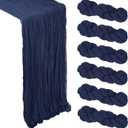 6 Pack Navy Blue Cheesecloth Table Runner 10Ft Gauze Cheese Cloth Table Runner 35x120 Inch Boho Sheer Rustic Fabric for Holiday Party Decor Baby Shower Wedding Home Decorations