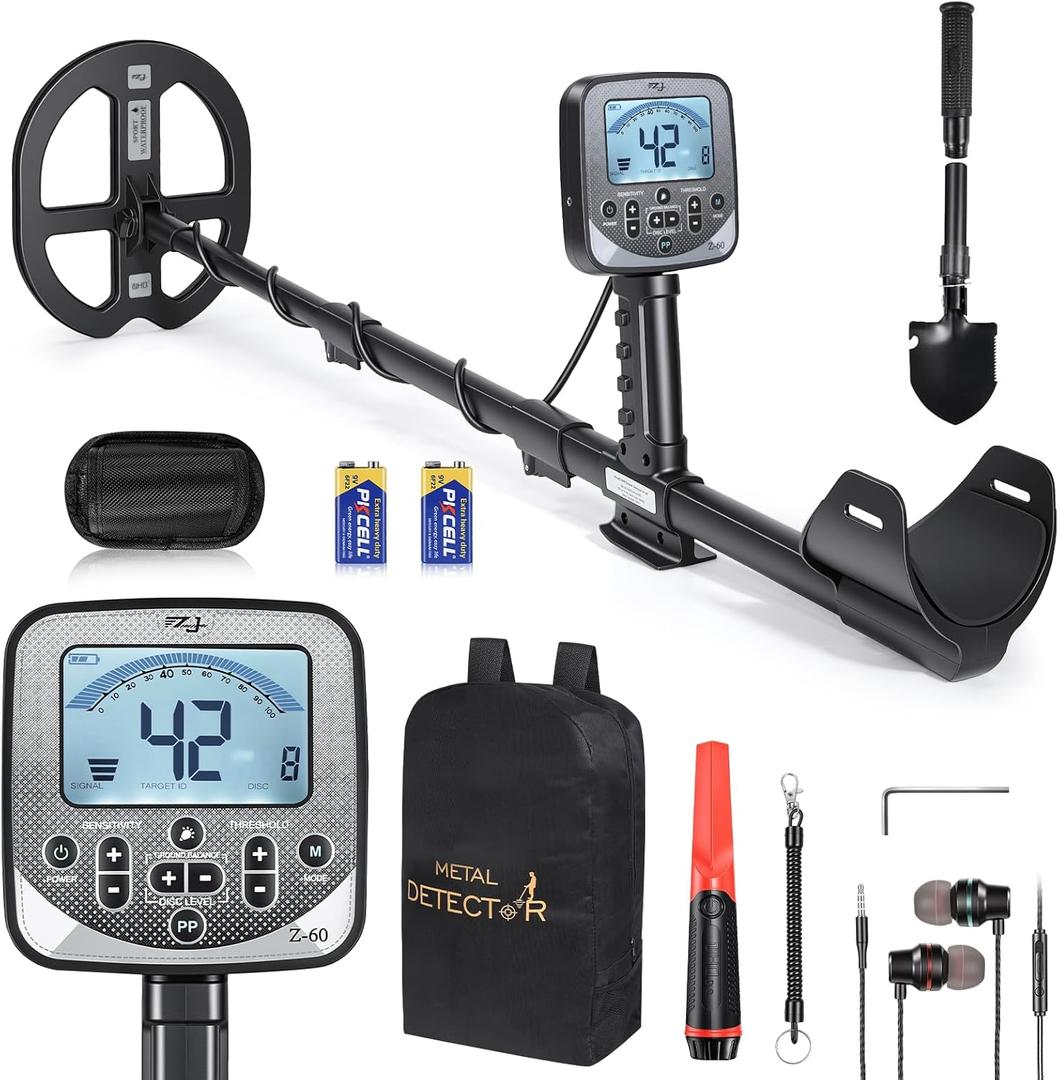 Metal Detector for Adults Waterproof DD Coil Up to 16 Inch Depth with 5 Detection Modes and Pinpoint for Coins Jewelry Beach and River
