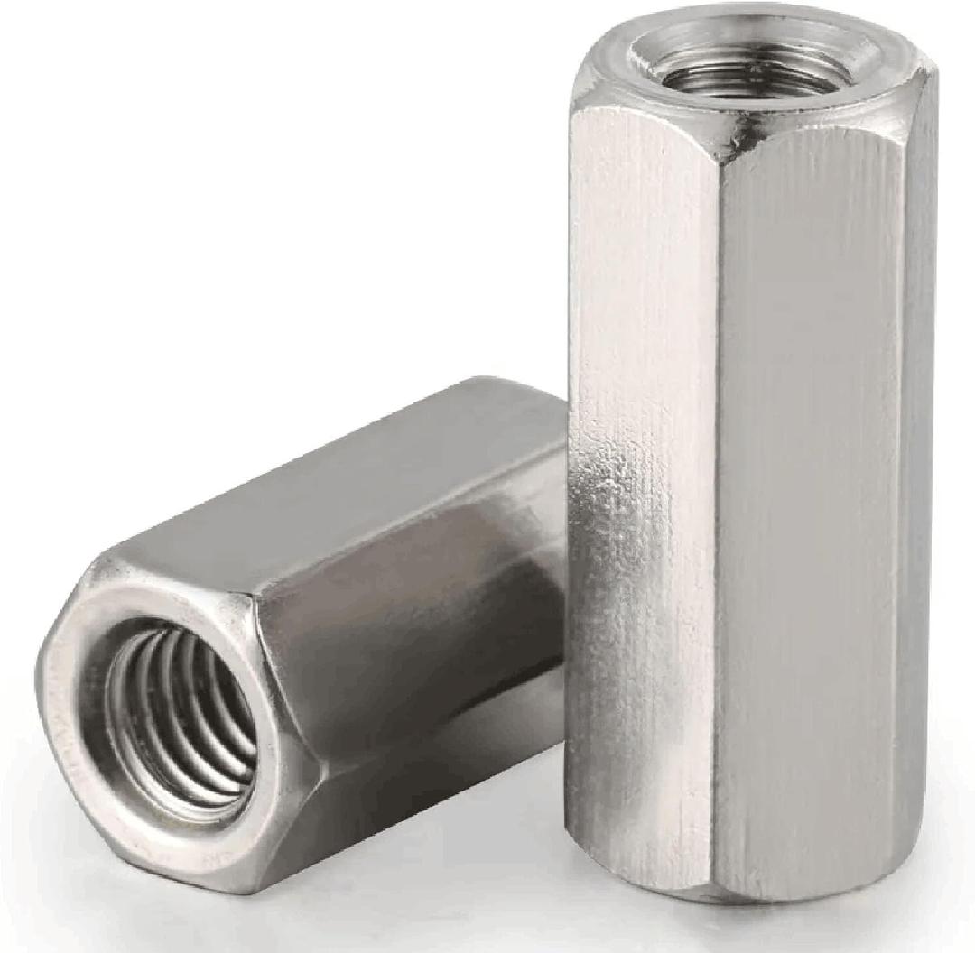 2 x 2PCS M10 X 1.5-Pitch 45mm Length 304 Stainless Steel Metric Hex Coupling Nut