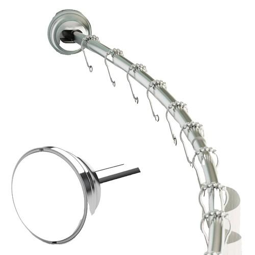 Comfort Bay Permanent Curved Shower Rod~ Chrome~ Adjusts 40-64"