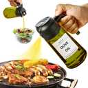 Olive Oil Dispenser Bottle, Oil Sprayer for Cooking 2 in 1 Oil Dispenser for Kitchen, 16oz Light Blocking Olive Oil Sprayer with 8 Stickers, Kitchen Gadgets for Air Fryer, Salad, Baking, BBQ
