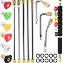 Pressure Washer Extension Wand Kit, Power Washer Extension Wand, Pressure Washer Lance Attachment with Spray Nozzle Tips,30,90,120 Curved Rod, 1/4Quick Connect, 4000 PSI