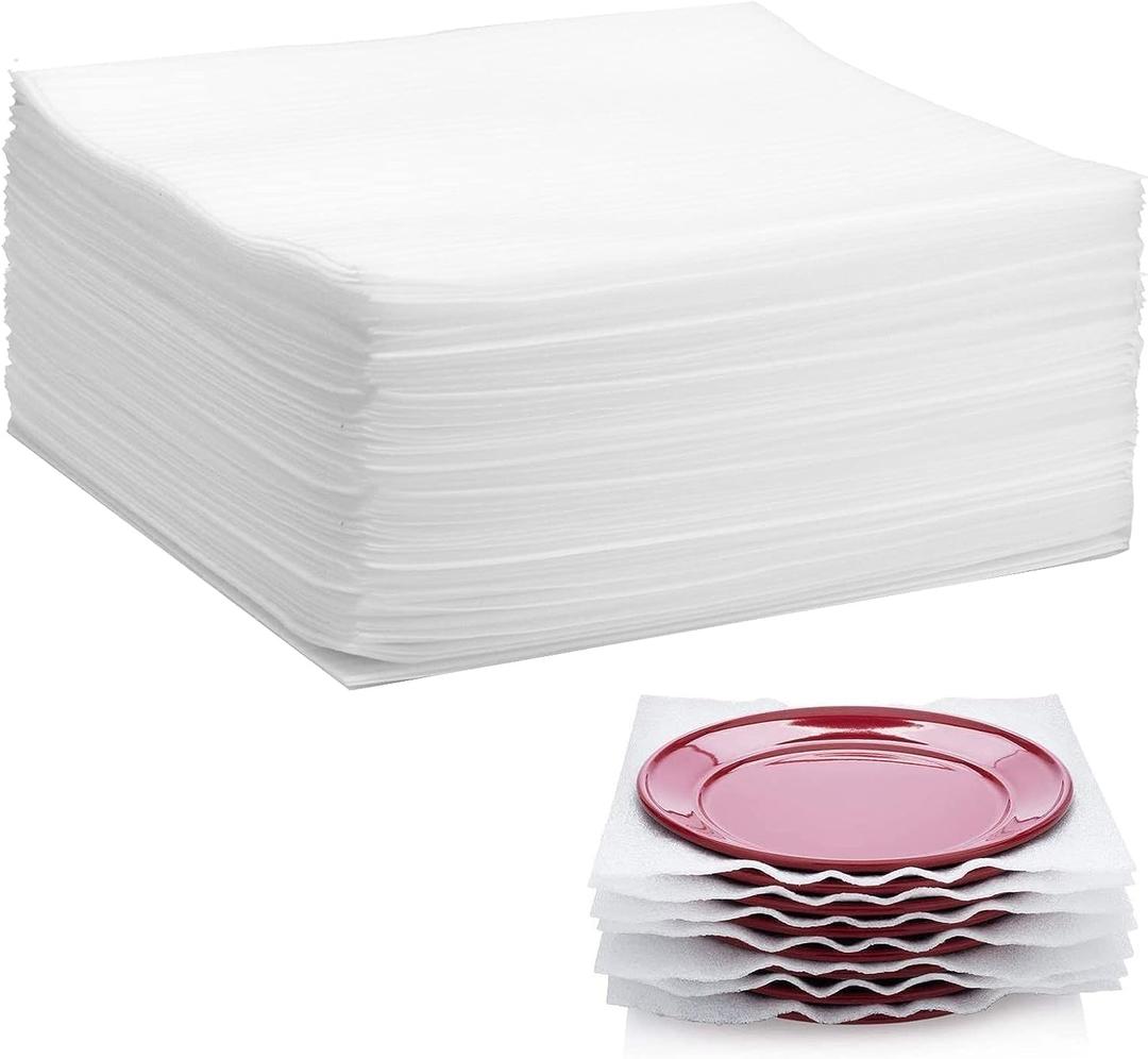 100 Pack Foam Wrap Sheets for Packing Storage Shipping Moving Supplies, Cushion Foam Wrap Packing Foam for Dishes, China, Glass and Furniture (12x12)