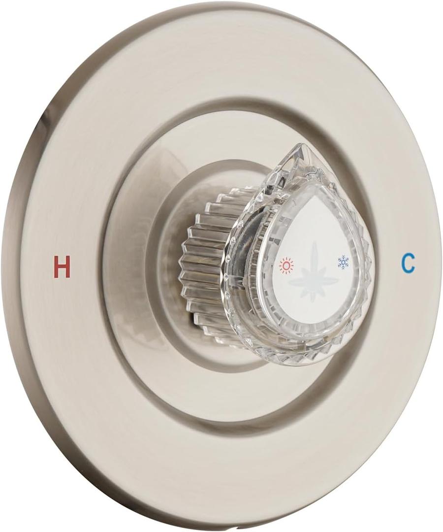 Replacement for Moen Fit Chateau Valve Shower Faucet Trim Kit Only, Pull-on Push-off Design Knob Handle, Brushed Nickel