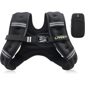 Liveet Weighted Vest, 10 lbs Weighted Vest for Women Men, Weight Vest with Reflective Strips Adjustable Buckle Straps for Walking Running Strength Training Cardio Workout, Black