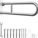 Toilet Grab Bar, Bathroom Safety Handrail Wall Mounted, 304 Stainless Steel Flip Up Folding Support Rail for Elderly Seniors and Handicap Assistance (30 Inch)