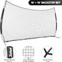 12x9ft / 16x10ft Barricade Backstop Net, Ball Sports Barrier, Practice Net for Baseball, Softball, Lacrosse, Soccer, Basketball and More
