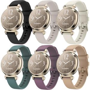 6 Pack Watch Bands Compatible with Garmin Lily 2 / Active/Classic Smart Watch, Quick Release Soft Silicone Replacement Women Band Strap for Garmin Lily 2 (Black/Sand Gray/Milk Tea/Starlight/Smoke Violet/cactus)