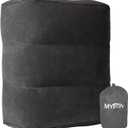 Inflatable Travel Foot Rest Pillow, Adjustable Height Leg Rest Pillow for Cars, Home, Office, Trains, Airplane, Make a Flat Bed for Baby, Kids, Toddlers, Grey, 1 Pack