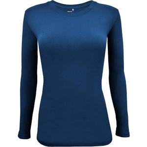 Natural Uniforms Women's Under Scrub Tee Crew Neck Long Sleeve T-Shirt (True Navy Blue), S