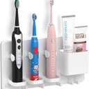 simpletome Adhesive Electric Toothbrush Holder Wall Mounted Razor Hanger Bathroom Organizer Box ABS (White)