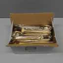 PULOTE 150PCS Gold Plastic Silverware Disposable - Heavy Duty Gold Plastic Cutlery - Gold Plastic Utensils Set Include 50 Knives,50 Forks,50 Spoons for Party&Wedding