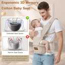 Baby Carrier with Hip Seat, 6-in-1 Baby Carrier Newborn to Toddler, Adjustable Detachable Infant Toddler Carrier, Hands-Free Baby Holder, All Seasons, Perfect for Shopping Travelling (Khaki)