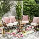 2 x OTOSTAR Set of 4 Waterproof Throw Pillow Covers 20x20 Inch Farmhouse Geometric Square Pillow Cases for Couch Patio Furniture Balcony Garden Outdoor DecorationGeometry40-Pink