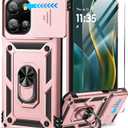 Taisairu for Motorola Moto G 2025/G 2026/G Play 2026 Case with Screen Protector & Slide Camera Lens Cover, Built-in Ring Stand Case for Moto G 2026/G 2025/G Play 2026 (Rose Gold)