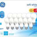 GE LED 8W (60W Equivalent) Soft White General Purpose A19 Light Bulbs, Medium Base, Frosted, 13 Year Life, 12pk