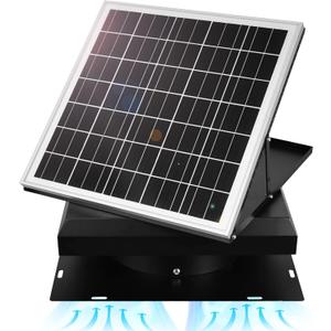 DC HOUSE 32 Watt Solar Attic Fan Solar Powered Roof Exhaust Fan Up to 3000 Sq Ft,2500 CFM Metal Shell Solar Vent with Brushless Motor, Hail and Weather Resistance