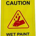 2 Pack Caution Wet Paint Sign, Foldable Sturdy Double-Sided Safety Warning Signs, A-Frame Standing Floor Sign, 23.6 x 11.4 inches
