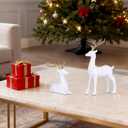 LCCCK 2PCS Christmas Reindeer Figurines, Resin Small Deer Statue for Christmas Indoor Decor, Home Holiday Centerpiece, Shelf Mantle Table Top Kitchen Decorations, Navidad Decoracin