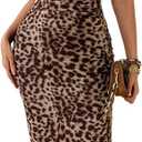 Milumia Women's Printed Mock Neck Bodycon Maxi Dress Sleeveless Mesh Long Dress Party Cocktail (Medium, Brown)