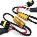 2 PCS 9005/9006 LED Load Resistor Kit, 50W Headlight Bulb Decoder, Anti Flicker Harness Resistor Kit, Pure Copper Wire Plug and Play Warning Canceller, Universal for Most Cars (Black)