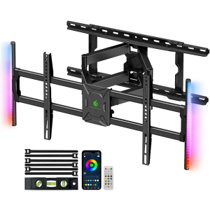 Greenstell TV Mount with LED Lights, TV Wall Mount for 47-84 Inch TVs, Full Motion Bracket with Dual Articulating Arms, Swivel, Tilt, Extension, Max VESA 600x400mm, Holds up to 132lbs