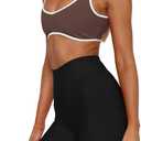 LASLULU Sexy Sports Bras for Women V Neck Sleeveless Padded Bra Workout Yoga Crop Top (Brown, XL)