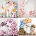 SuuWoee Arch Backdrop Stand Set of 2 With Cover (7.2FT+6FT) Gold Metal Wedding Arch Balloon Stand With Cover for Birthday Party Baby Shower Graduation Ceremony Decoration