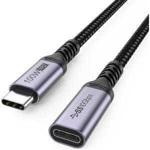 USB C Extension Cable 6ft, Upgraded USBC Extender 100W Charging 4K@60Hz Display Male to Female Braided Cord USB3.2 Gen2 for Laptop Tablet Mobile Phone and More Type C Device
